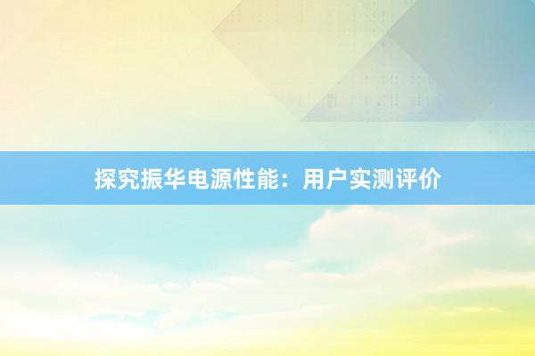 探究振华电源性能：用户实测评价